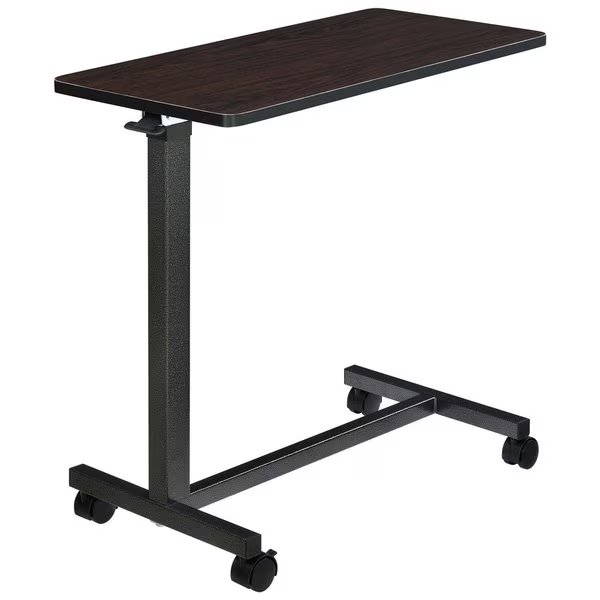 Mobile Overbed Table with H-Base, Walnut Laminate Tabletop, Global Industrial, Mfr#: 436910